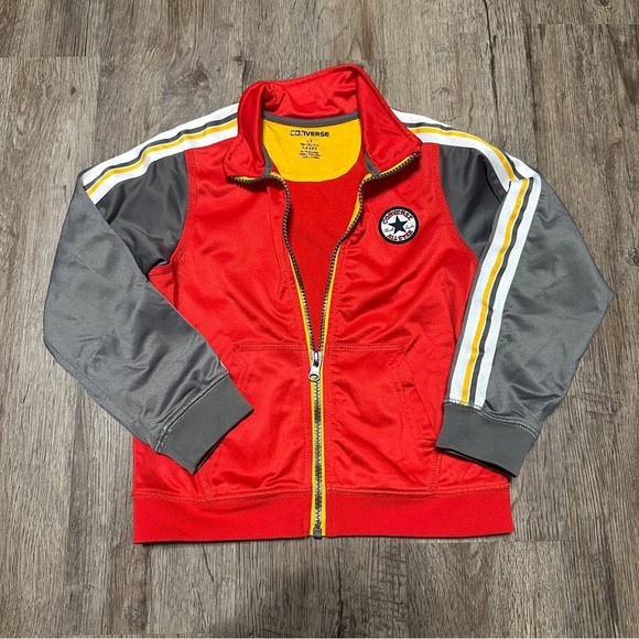 Converse Other - Converse 4T Full Zip Jacket Red Grey Sweater Lightweight Boys Toddler